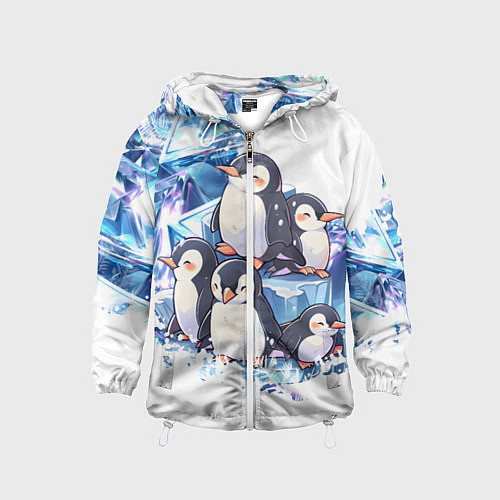 Детская ветровка Пингвины и лёд / 3D-Белый – фото 1