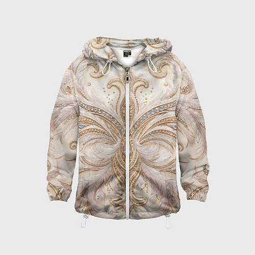 Детская ветровка Перламутровый орнамент с перьями / 3D-Белый – фото 1