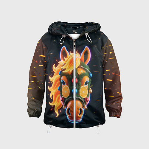 Детская ветровка Новогодняя мандариновая лошадь / 3D-Белый – фото 1