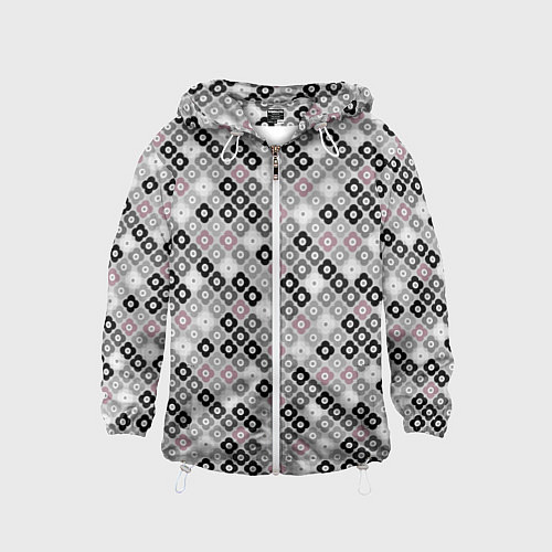 Детская ветровка Цветочный серо-розовый узор ретро / 3D-Белый – фото 1
