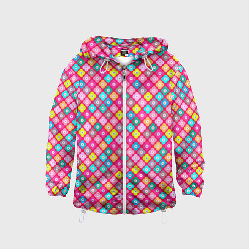 Детская ветровка Разноцветный цветочный узор ретро / 3D-Белый – фото 1