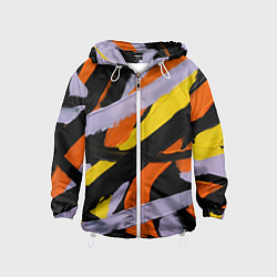 Ветровка с капюшоном детская Полоски краски абстракция, цвет: 3D-белый