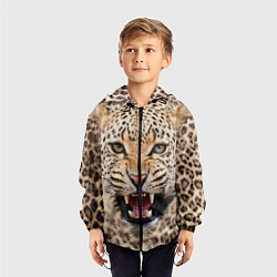 Ветровка с капюшоном детская Взгляд леопарда, цвет: 3D-черный — фото 2