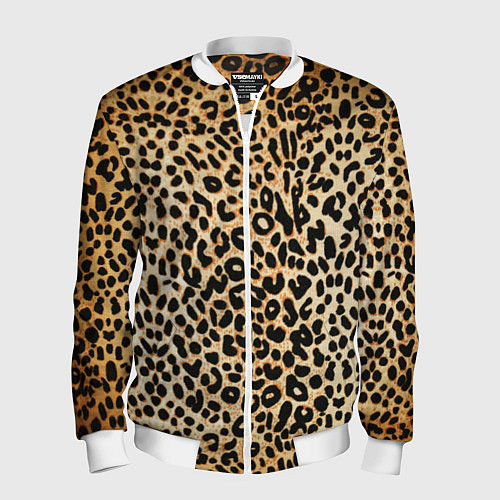 Мужской бомбер Гепард (шкура) / 3D-Белый – фото 1