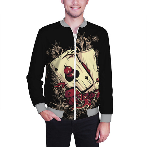 Мужской бомбер Карты дьявола / 3D-Меланж – фото 3