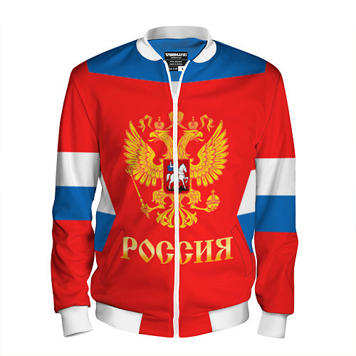 Мужской бомбер Сборная РФ: домашняя форма / 3D-Белый – фото 1