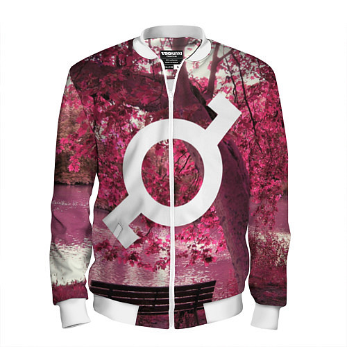 Мужской бомбер 30 STM: Pink Glyph / 3D-Белый – фото 1