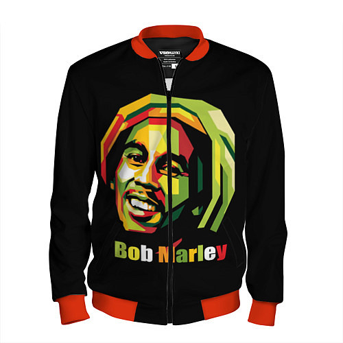 Мужской бомбер Bob Marley Smile / 3D-Красный – фото 1