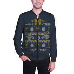 Бомбер мужской Новогодний свитер Чужой, цвет: 3D-черный — фото 2