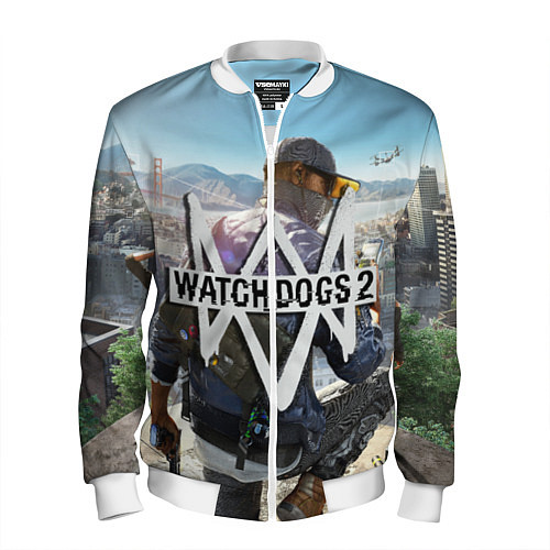 Мужской бомбер Watch Dogs 2 / 3D-Белый – фото 1