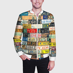 Бомбер мужской Автомобильные номера мира, цвет: 3D-белый — фото 2