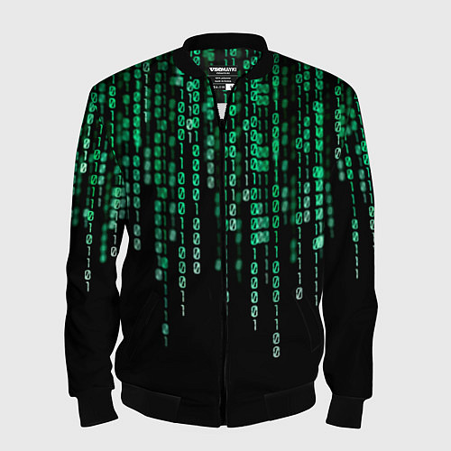Мужской бомбер Цифровой поток из матрицы / 3D-Черный – фото 1