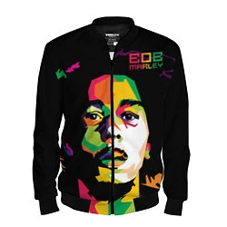Бомбер мужской Боб Марли: фан-арт, цвет: 3D-черный