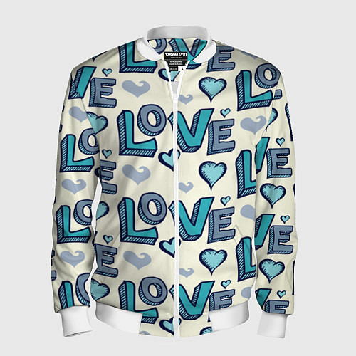 Мужской бомбер Love Pattern / 3D-Белый – фото 1