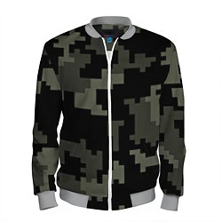 Бомбер мужской Камуфляж пиксельный: черный/серый, цвет: 3D-меланж