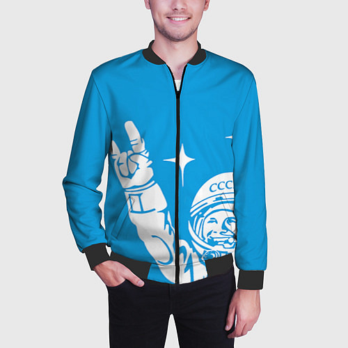 Мужской бомбер Гагарин рокер / 3D-Черный – фото 3