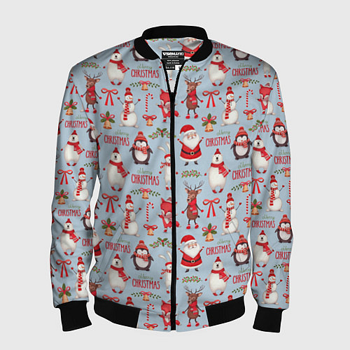 Мужской бомбер Рождественская Милота / 3D-Черный – фото 1