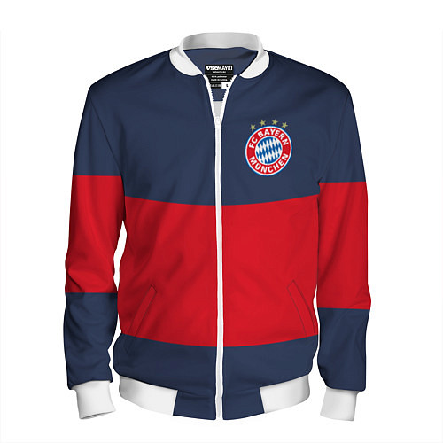 Мужской бомбер Bayern Munchen - Red-Blue FCB 2022 NEW / 3D-Белый – фото 1