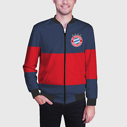 Бомбер мужской Bayern Munchen - Red-Blue FCB 2022 NEW, цвет: 3D-черный — фото 2