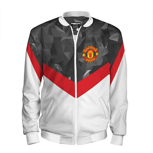 Мужской бомбер Man United FC: Grey Polygons / 3D-Белый – фото 1