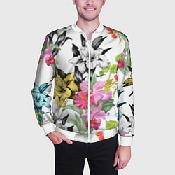 Бомбер мужской Ирисы, цвет: 3D-белый — фото 2