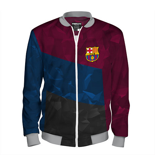 Мужской бомбер FC Barcelona: Dark polygons / 3D-Меланж – фото 1