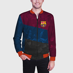 Бомбер мужской FC Barcelona: Dark polygons, цвет: 3D-красный — фото 2