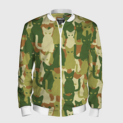 Мужской бомбер Камуфляж- зелёные кошки