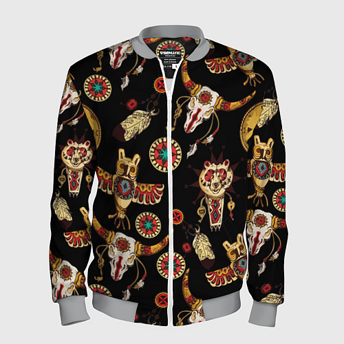 Мужской бомбер Индейские культовые символы / 3D-Меланж – фото 1