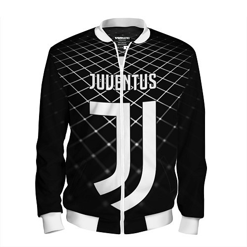 Мужской бомбер FC Juventus: Black Lines / 3D-Белый – фото 1