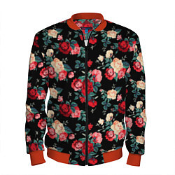 Бомбер мужской Кустовые розы, цвет: 3D-красный