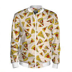 Бомбер мужской Pizza Love, цвет: 3D-белый