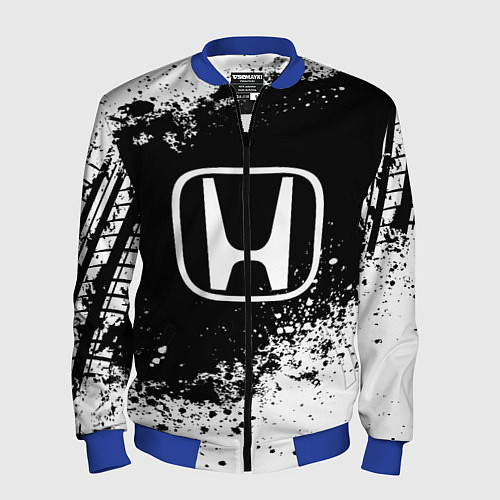 Мужской бомбер Honda: Black Spray / 3D-Синий – фото 1