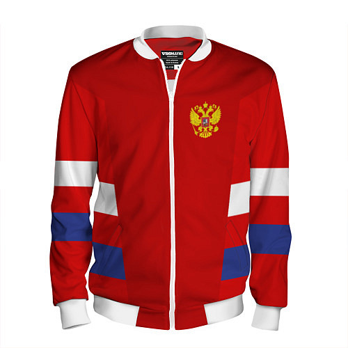 Мужской бомбер Russia: Sport Tricolor / 3D-Белый – фото 1