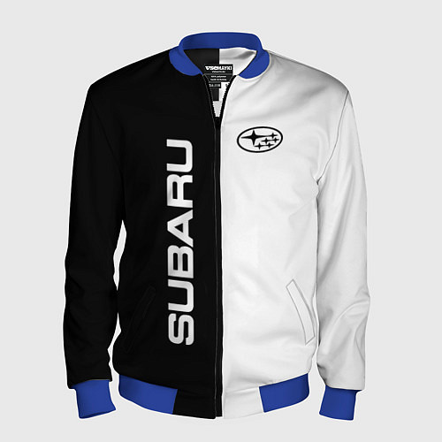 Мужской бомбер Subaru B&W / 3D-Синий – фото 1