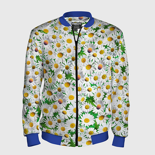Мужской бомбер Полевые ромашки / 3D-Синий – фото 1