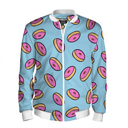 Бомбер мужской Стиль пончиков, цвет: 3D-белый