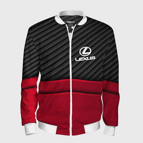 Мужской бомбер Lexus: Red Carbon / 3D-Белый – фото 1
