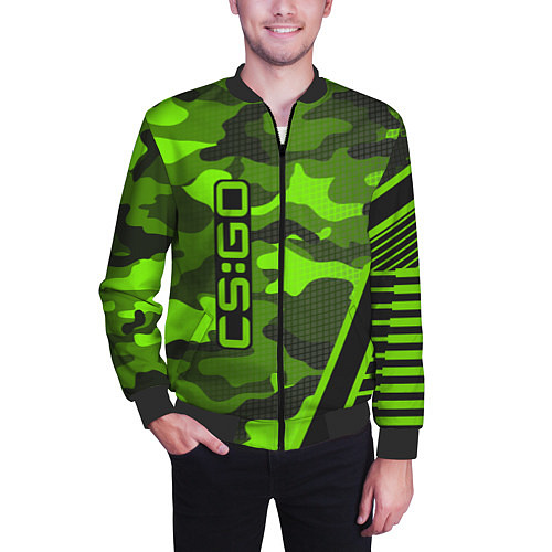 Мужской бомбер CS:GO Light Green Camo / 3D-Черный – фото 3