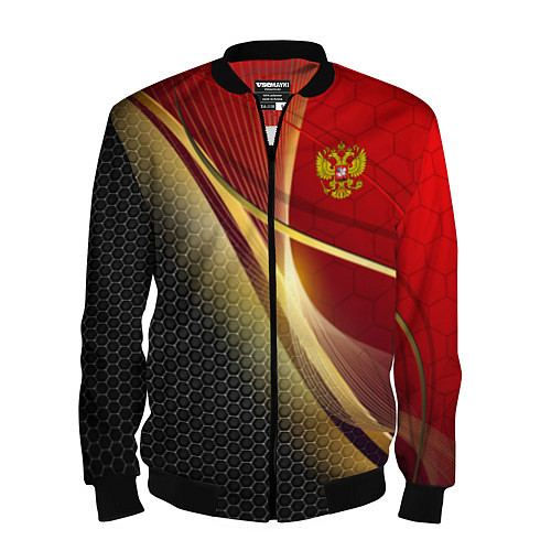 Мужской бомбер RUSSIA SPORT: Gold Collection / 3D-Черный – фото 1