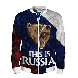 Бомбер мужской Russia: Roaring Bear, цвет: 3D-белый