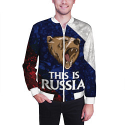 Бомбер мужской Russia: Roaring Bear, цвет: 3D-белый — фото 2