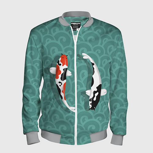 Мужской бомбер Японские рыбки / 3D-Меланж – фото 1