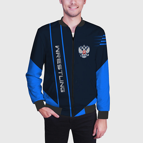 Мужской бомбер Wrestling: Russia Style / 3D-Черный – фото 3