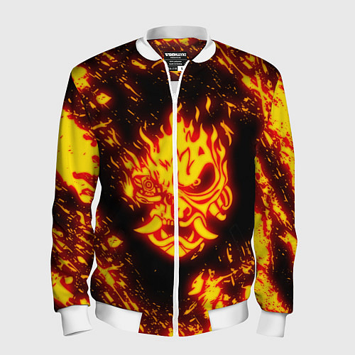 Мужской бомбер Cyberpunk 2077: FIRE SAMURAI / 3D-Белый – фото 1