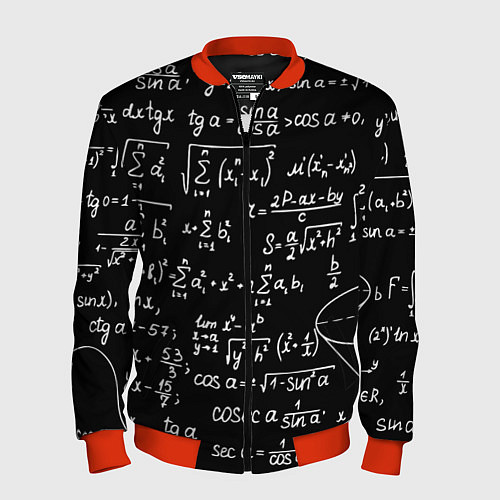 Мужской бомбер Алгебраические формулы / 3D-Красный – фото 1