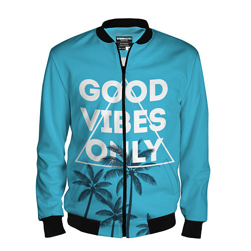 Мужской бомбер Good vibes only / 3D-Черный – фото 1