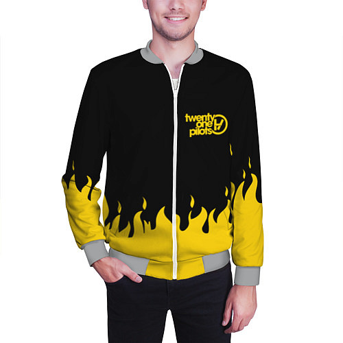 Мужской бомбер 21 Pilots: Yellow Fire / 3D-Меланж – фото 3
