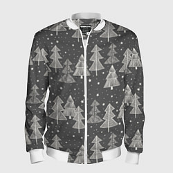 Бомбер мужской Grey Christmas Trees, цвет: 3D-белый