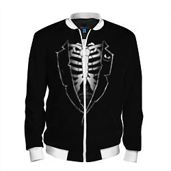 Бомбер мужской Хэллоуинский скелет, цвет: 3D-белый